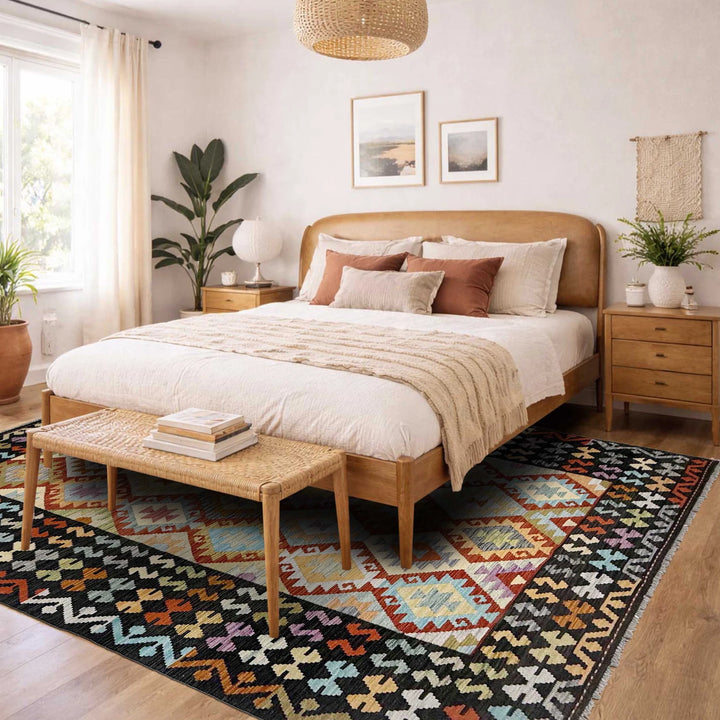 Afghan Vegetable Kelim Rug 6' 9" x 9' 8" Flat-Weave | No. AL29999