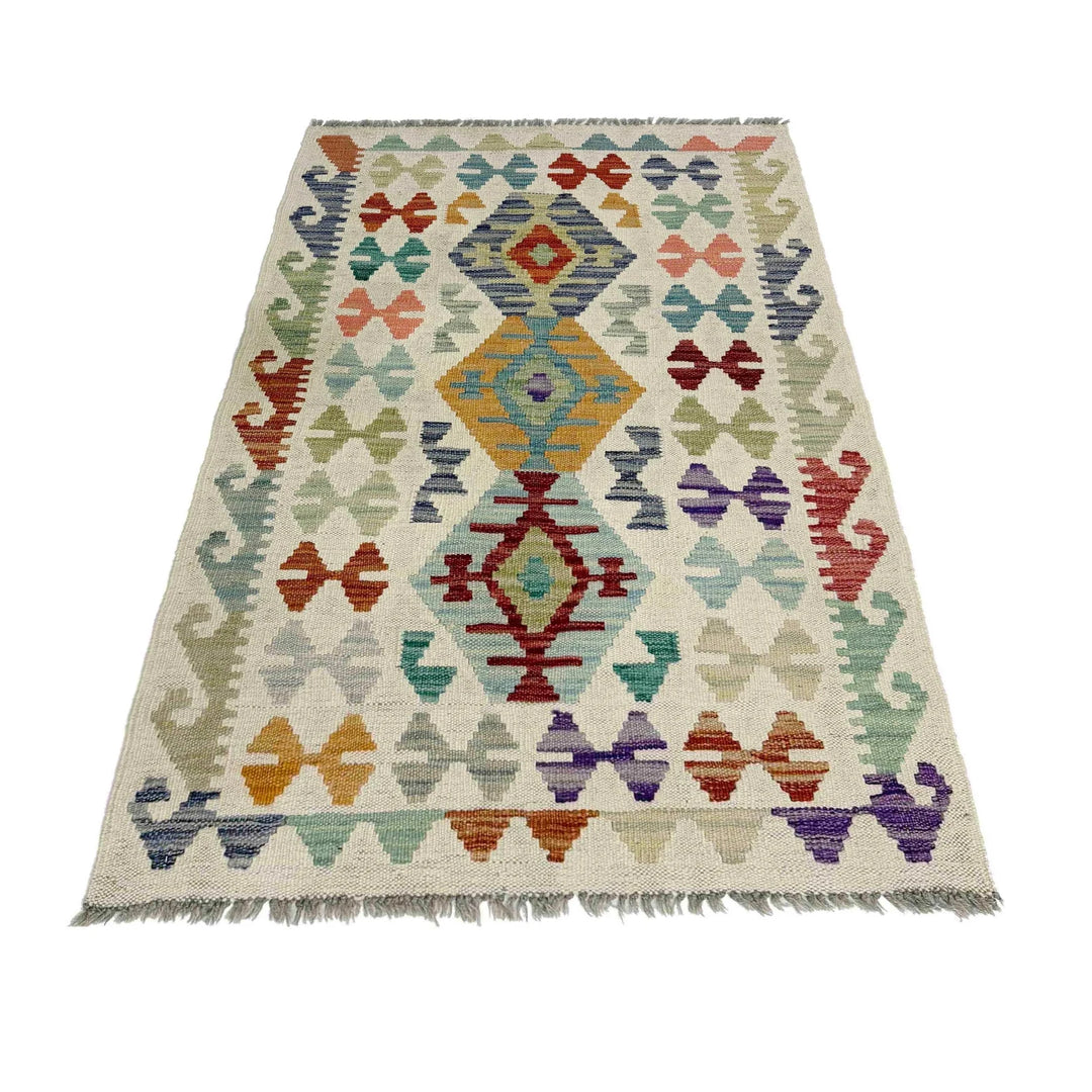 Afghan Vegetable Kilim Rug 2' 6" x 4' 0" Flat-Weave | No. AL300568