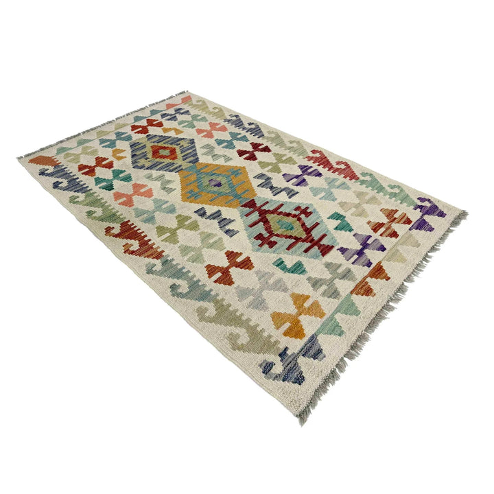 Afghan Vegetable Kilim Rug 2' 6" x 4' 0" Flat-Weave | No. AL300568