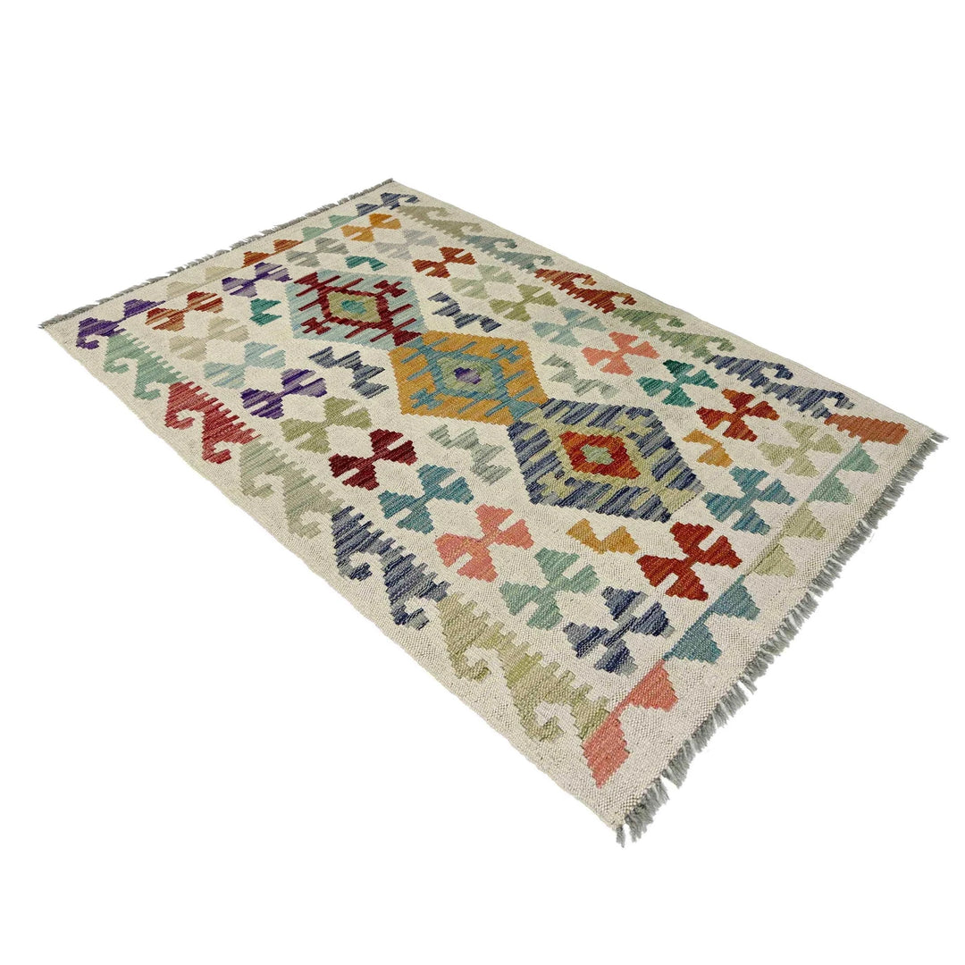 Afghan Vegetable Kilim Rug 2' 6" x 4' 0" Flat-Weave | No. AL300568