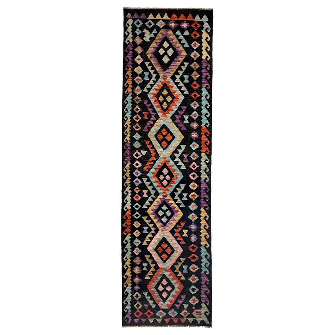 Afghan Vegetable Kilim Rug 2' 7" x 9' 10" Flat-Weave | No. AL300952