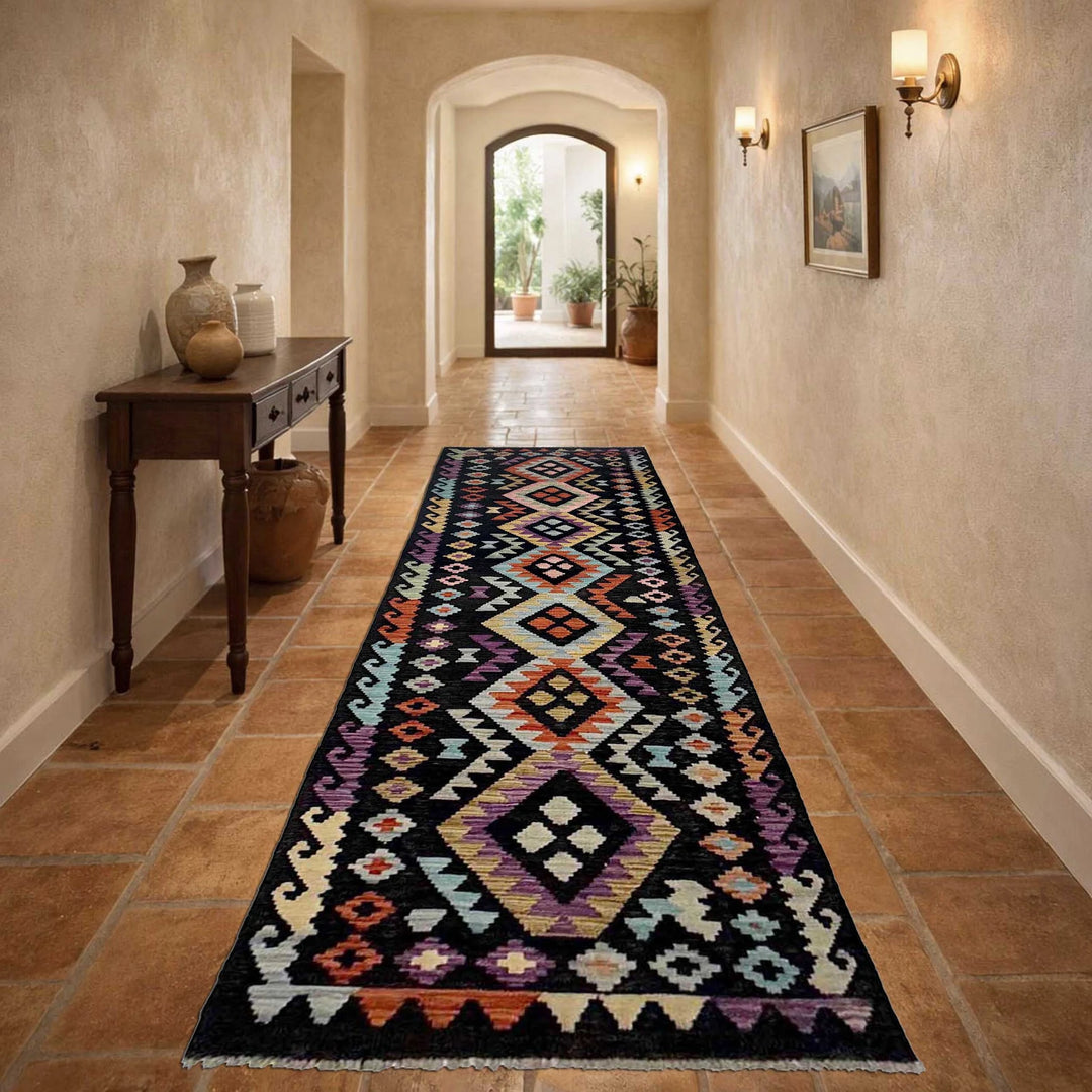 Afghan Vegetable Kilim Rug 2' 7" x 9' 10" Flat-Weave | No. AL300952