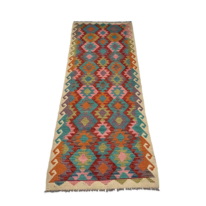 Afghan Vegetable Kilim Rug 2' 9" x 9' 5" Flat-Weave | No. AL30107