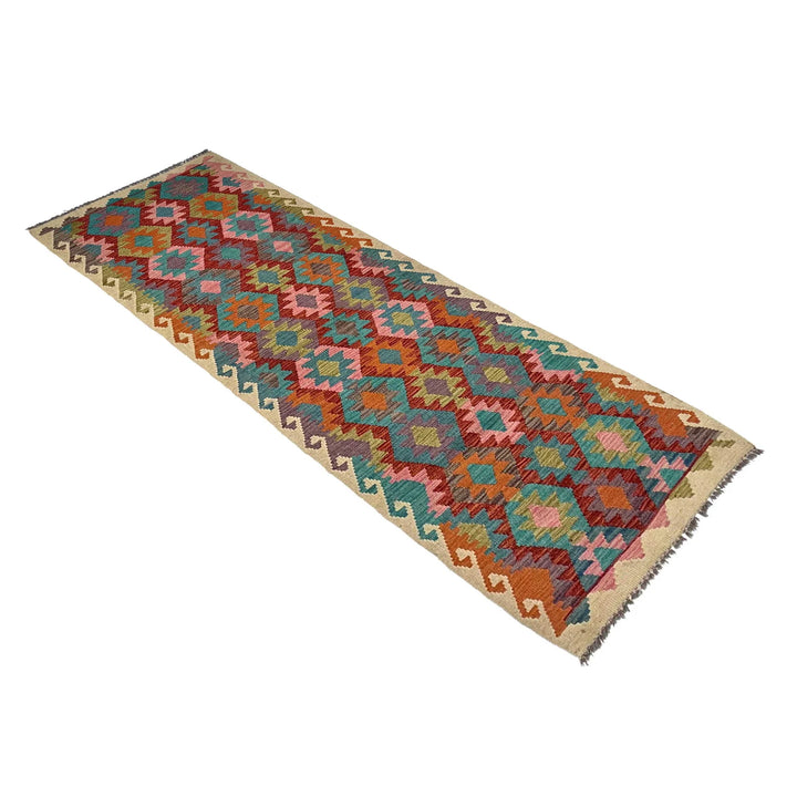 Afghan Vegetable Kilim Rug 2' 9" x 9' 5" Flat-Weave | No. AL30107