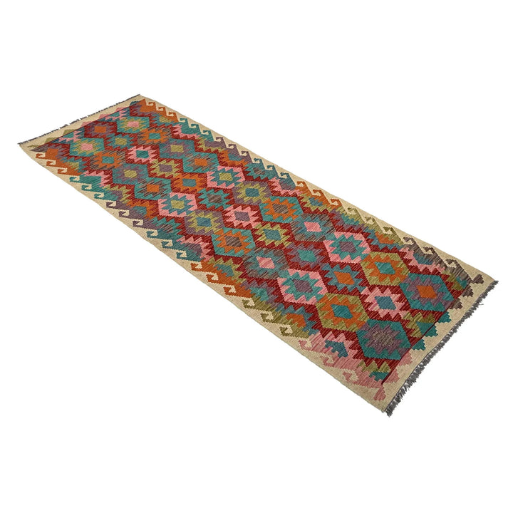 Afghan Vegetable Kilim Rug 2' 9" x 9' 5" Flat-Weave | No. AL30107