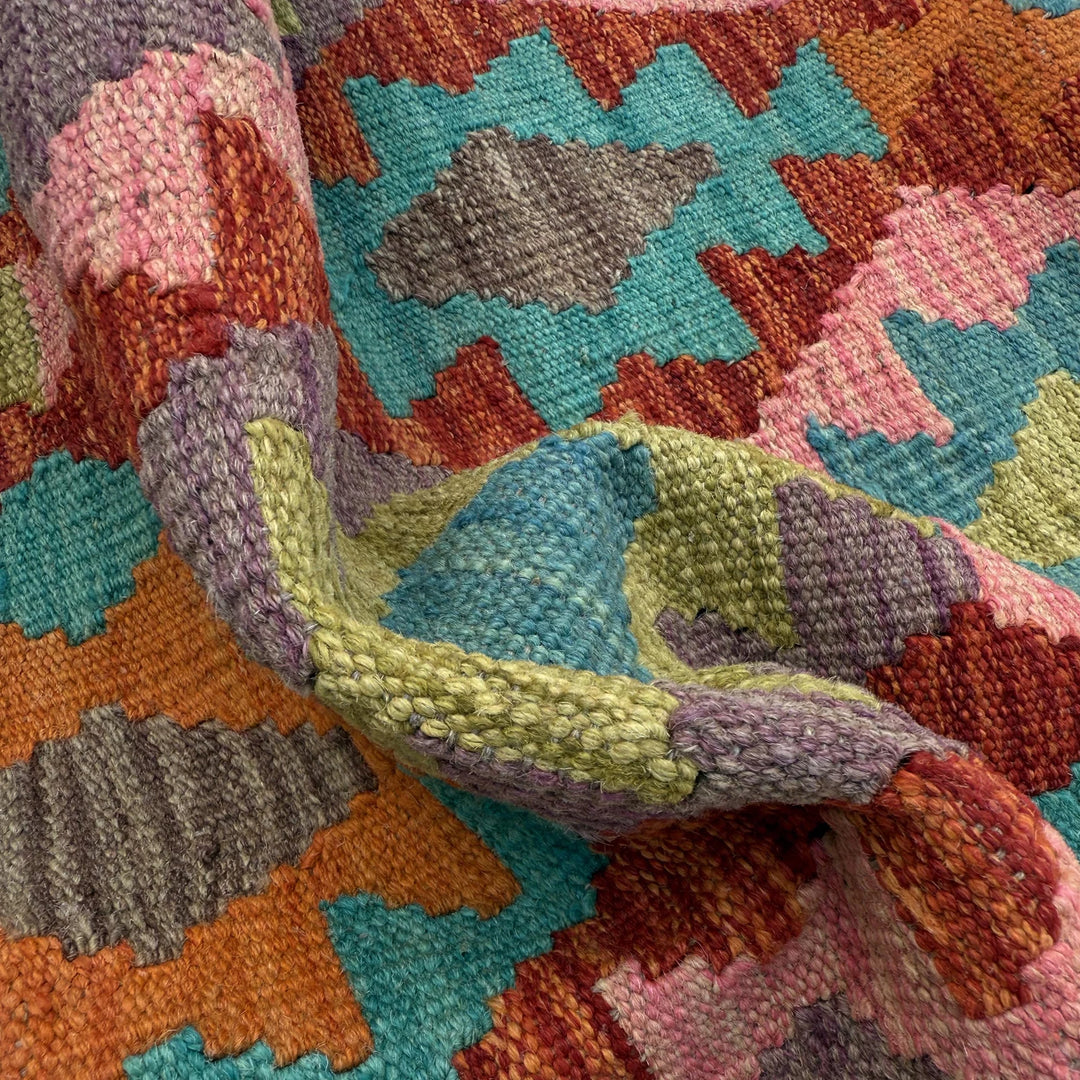 Afghan Vegetable Kilim Rug 2' 9" x 9' 5" Flat-Weave | No. AL30107