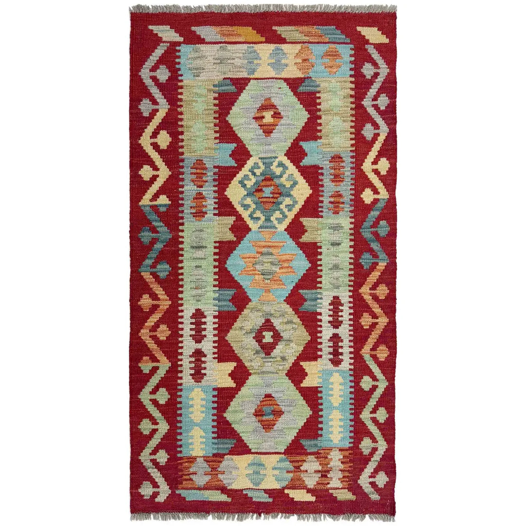 Afghan Vegetable Kilim Rug 2' 6" x 4' 9" Flat-Weave | No. AL301097