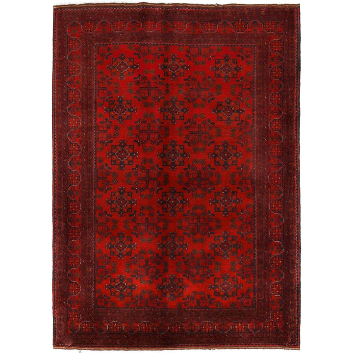 Red Afghan Khal Mohammadi Rug 4' 10" x 6' 9" Hand-Knotted | No. AL30110