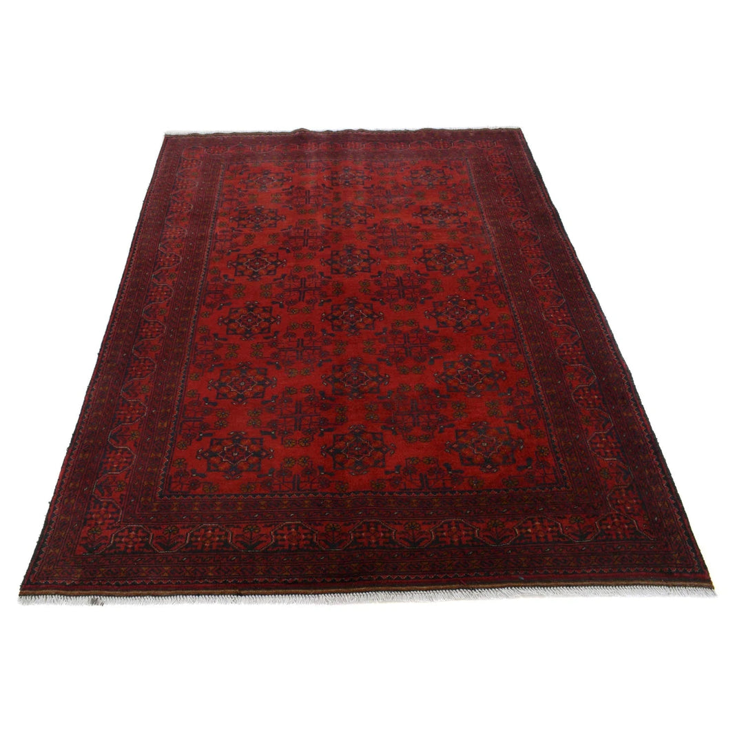 Red Afghan Khal Mohammadi Rug 4' 10" x 6' 9" Hand-Knotted | No. AL30110