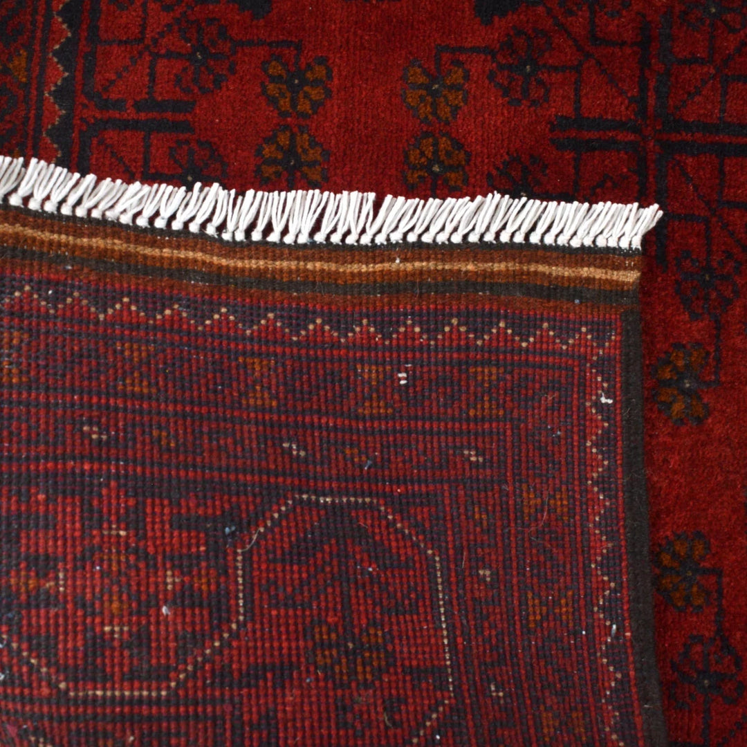 Red Afghan Khal Mohammadi Rug 4' 10" x 6' 9" Hand-Knotted | No. AL30110