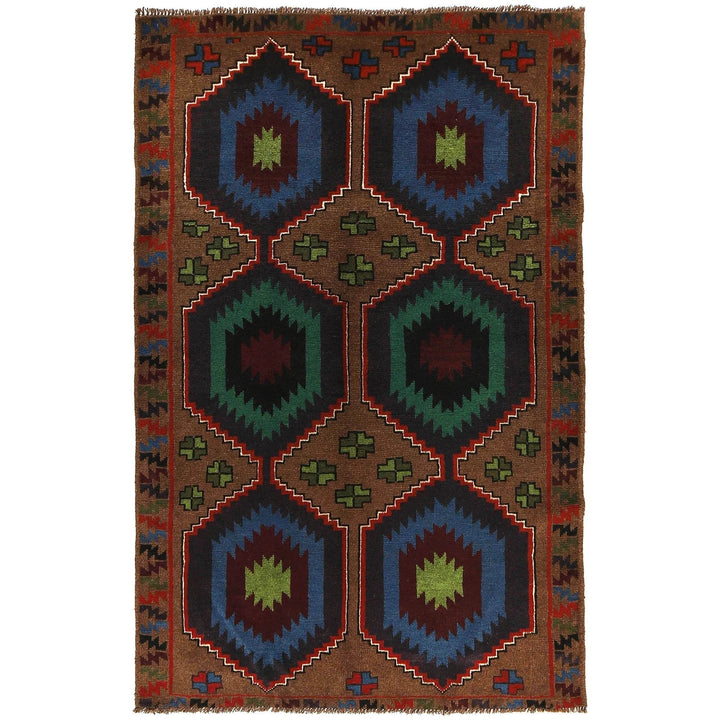 Afghan Baluchi Rug 4' 2" x 6' 5" Hand-Knotted | No. AL30146