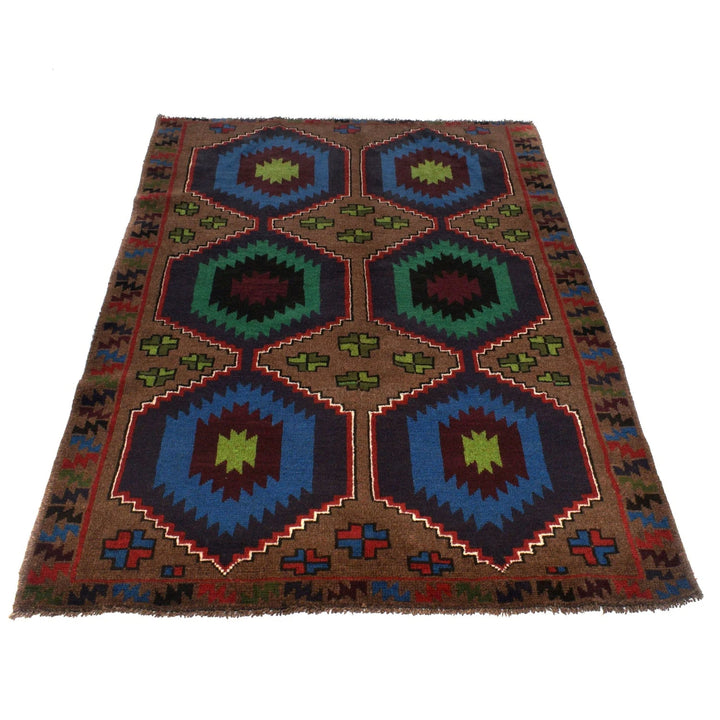 Afghan Baluchi Rug 4' 2" x 6' 5" Hand-Knotted | No. AL30146