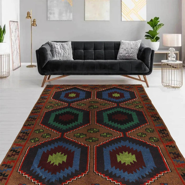 Afghan Baluchi Rug 4' 2" x 6' 5" Hand-Knotted | No. AL30146