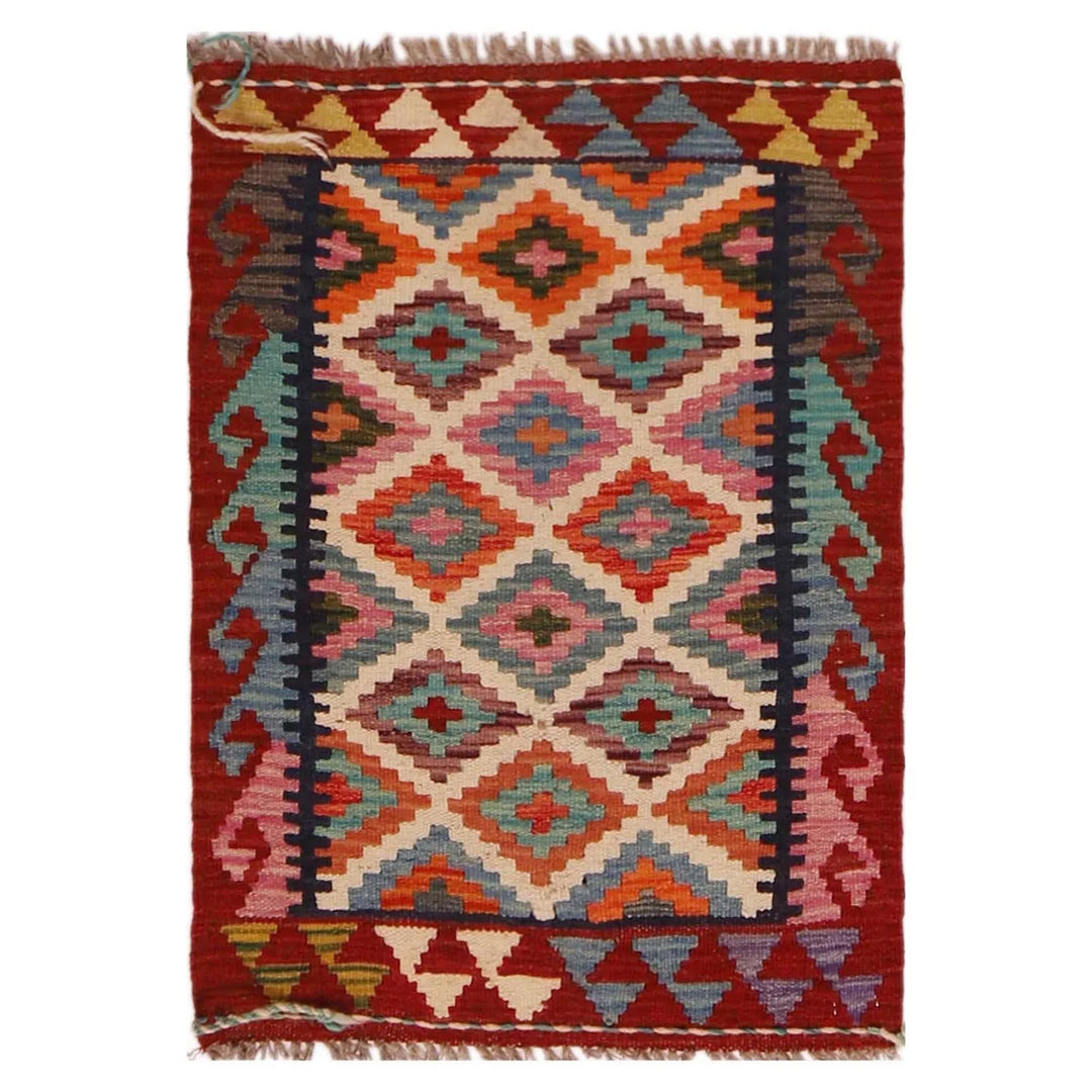 Afghan Kilim Rug 2' 2" x 2' 11" Flat-Weave | No. AL30178