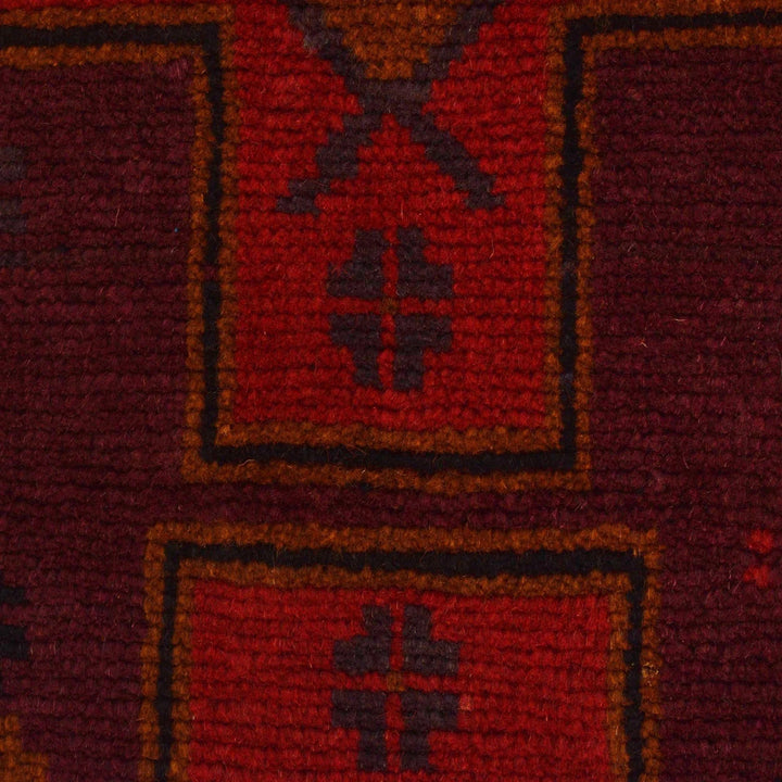 Red Afghan Baluchi Rug 2' 11" x 4' 5" Hand-Knotted | No. AL30195