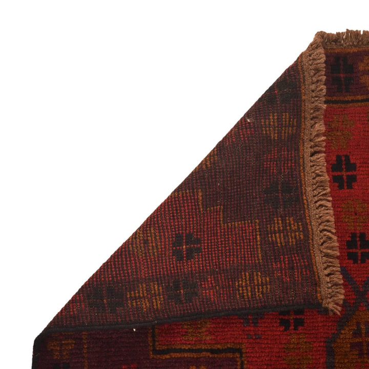 Red Afghan Baluchi Rug 2' 11" x 4' 5" Hand-Knotted | No. AL30195