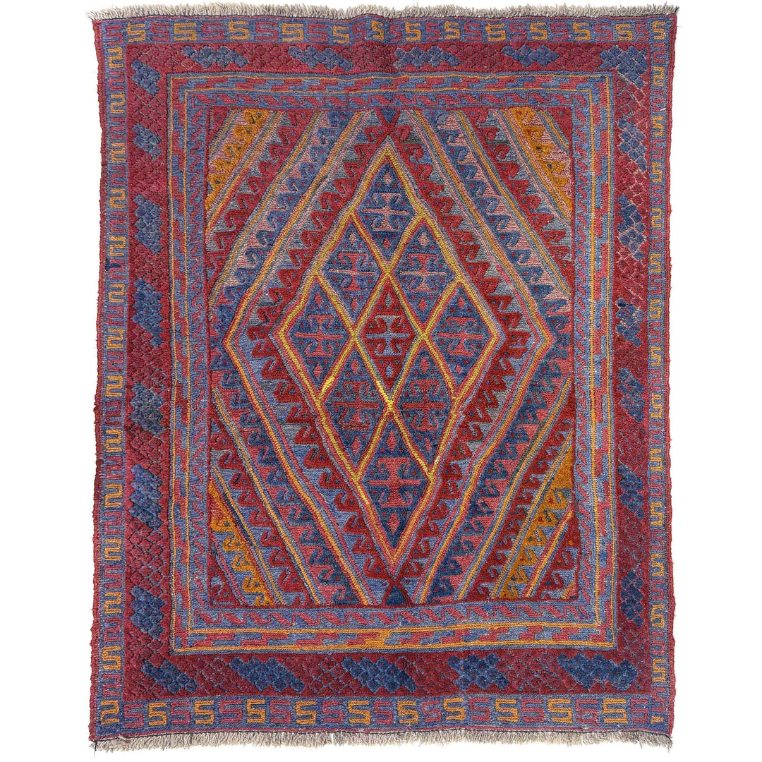 Multicolor Afghan Mashwani Rug 3' 8" x 4' 2" Hand-Knotted | No. AL30215