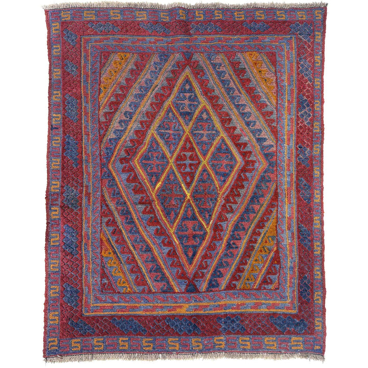 Multicolor Afghan Mashwani Rug 3' 8" x 4' 2" Hand-Knotted | No. AL30215