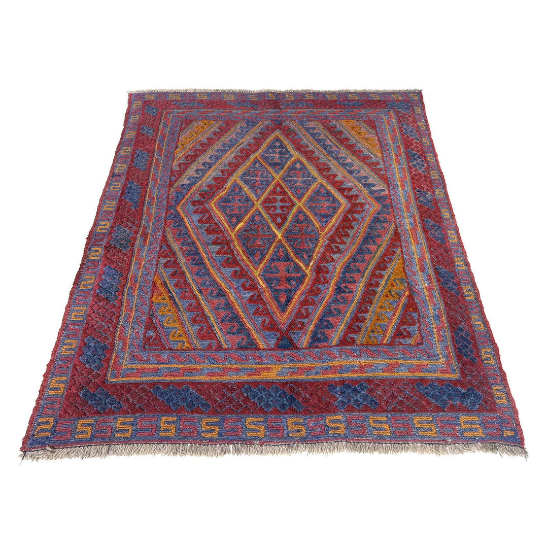 Multicolor Afghan Mashwani Rug 3' 8" x 4' 2" Hand-Knotted | No. AL30215