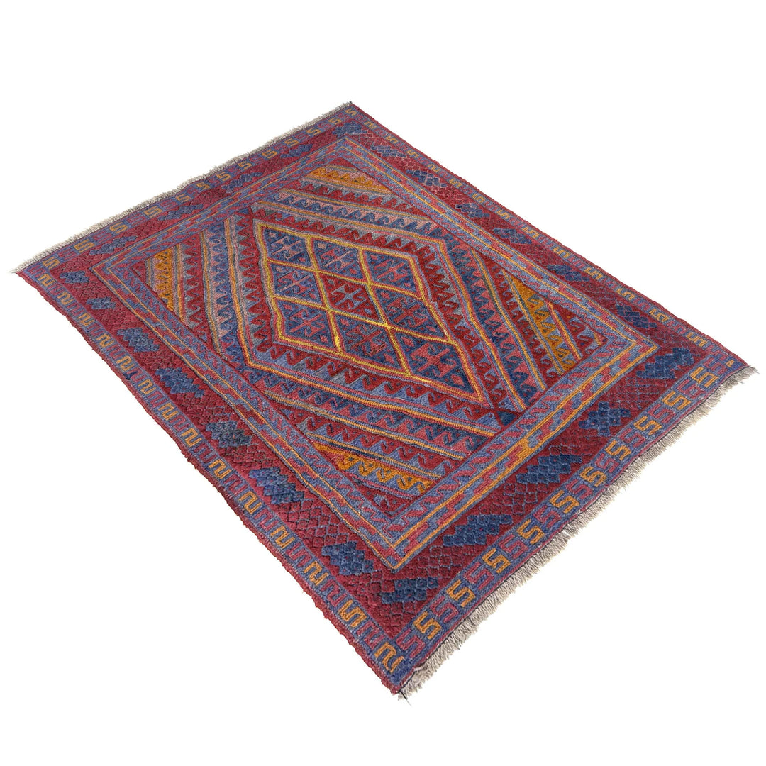 Multicolor Afghan Mashwani Rug 3' 8" x 4' 2" Hand-Knotted | No. AL30215
