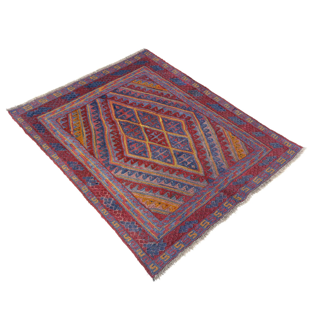 Multicolor Afghan Mashwani Rug 3' 8" x 4' 2" Hand-Knotted | No. AL30215