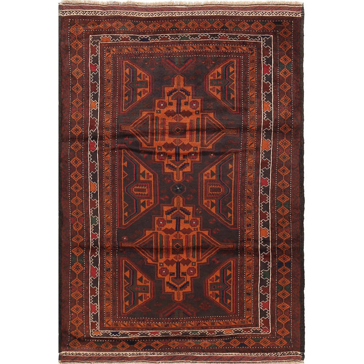 Afghan Baluchi Rug 4' 2" x 6' 3" Hand-Knotted | No. AL30224