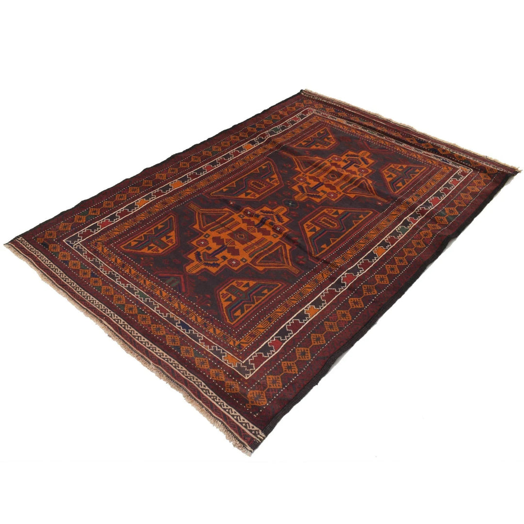 Afghan Baluchi Rug 4' 2" x 6' 3" Hand-Knotted | No. AL30224