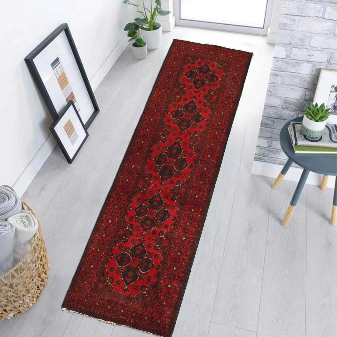 Red Afghan Khal Mohammadi Rug 2' 7" x 9' 4" Hand-Knotted | No. AL30244