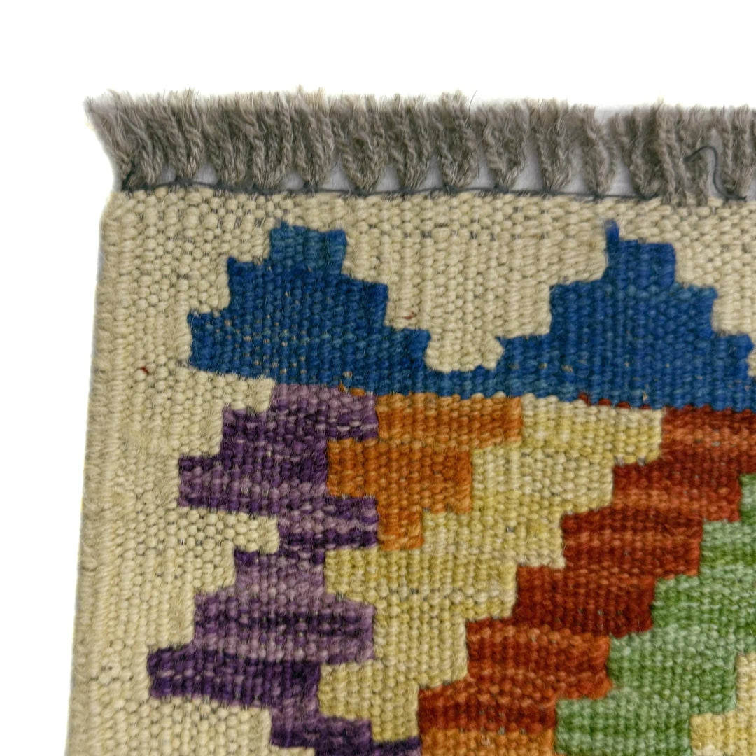 Afghan Vegetable Kilim Rug 3' 3" x 4' 11" Flat-Weave | No. AL302958