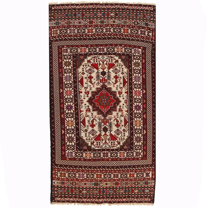 Afghan Maliki Kilim Rug 3' 7" x 6' 2" Flat-Weave | No. AL30301
