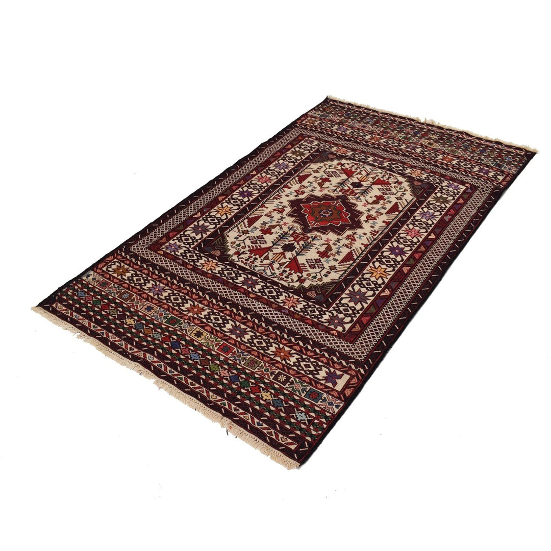 Afghan Maliki Kilim Rug 3' 7" x 6' 2" Flat-Weave | No. AL30301
