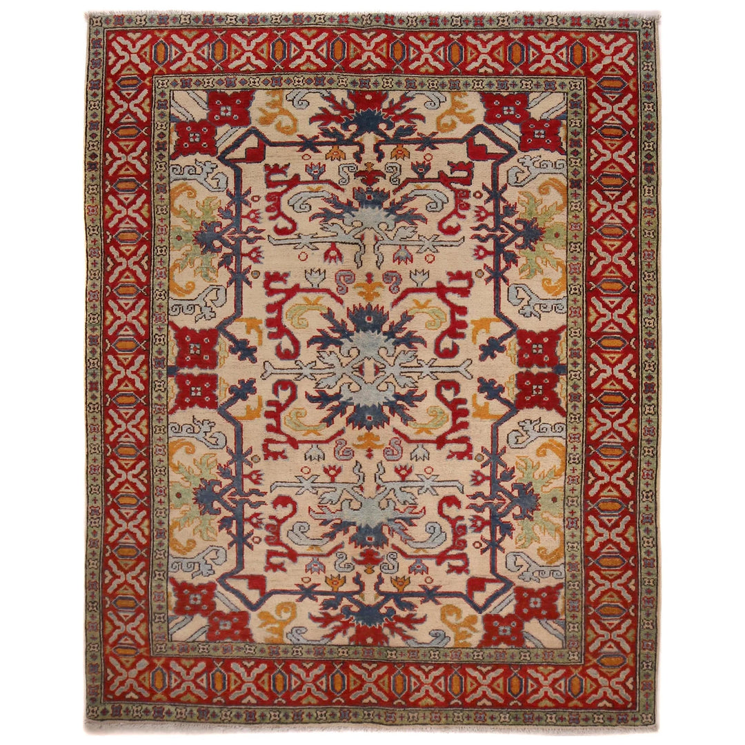 Beige Afghan Mamluk Rug 5' 1" x 6' 5" Hand-Knotted | No. AL30304