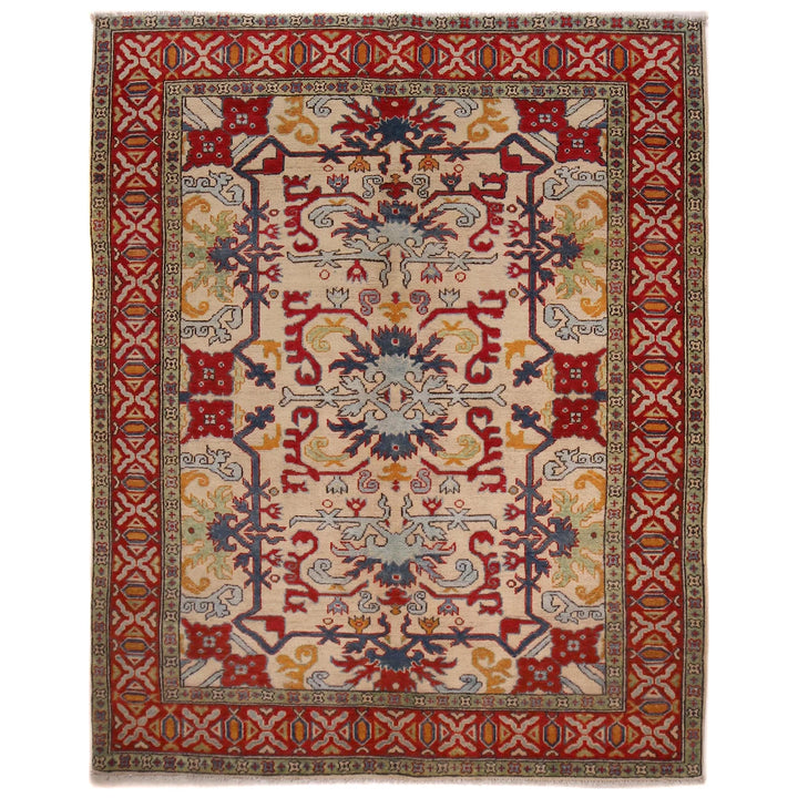 Beige Afghan Mamluk Rug 5' 1" x 6' 5" Hand-Knotted | No. AL30304