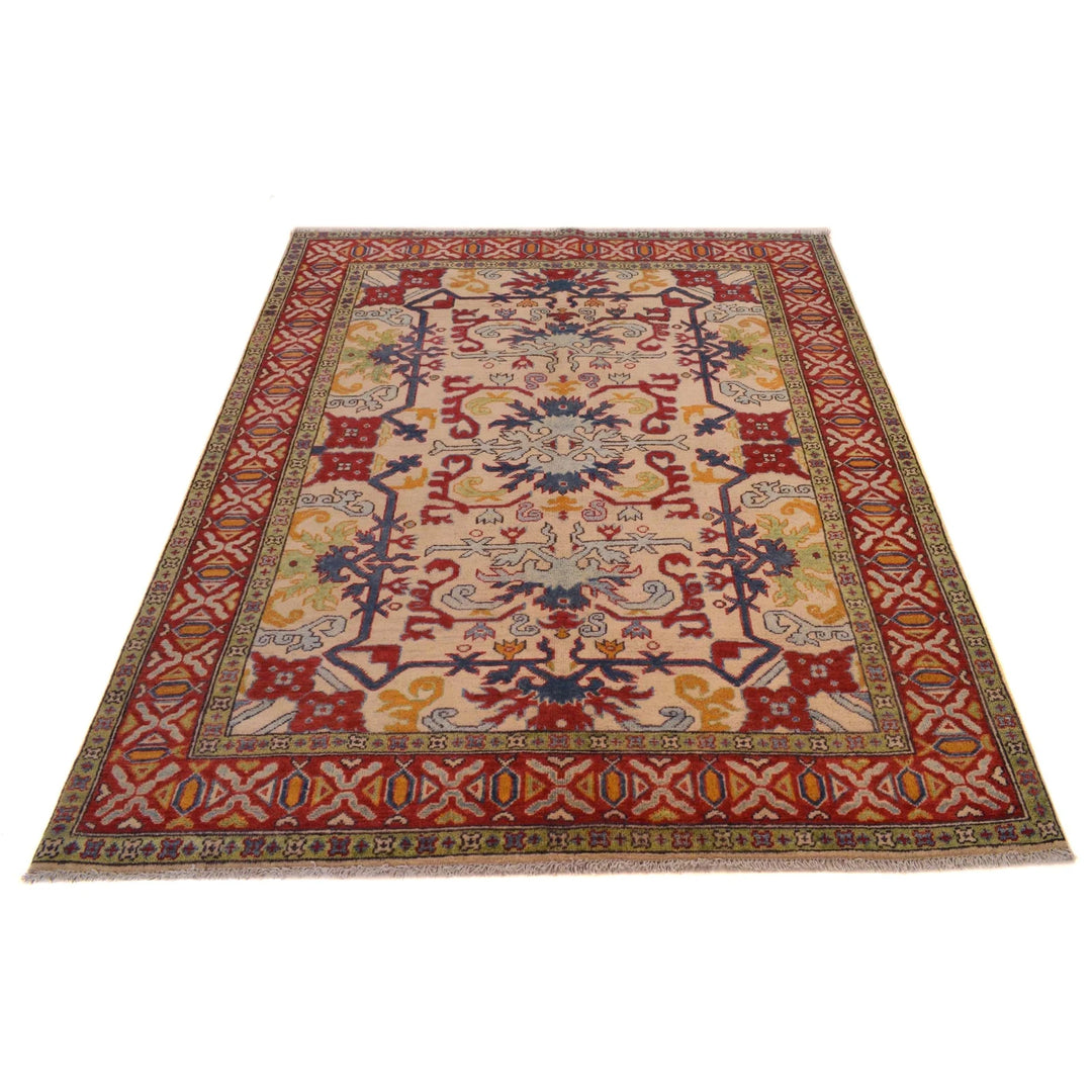 Beige Afghan Mamluk Rug 5' 1" x 6' 5" Hand-Knotted | No. AL30304