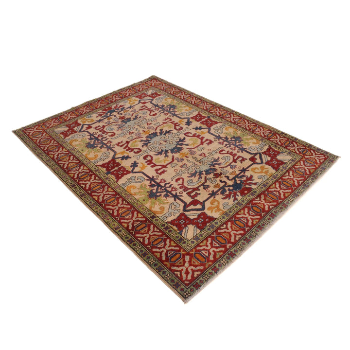Beige Afghan Mamluk Rug 5' 1" x 6' 5" Hand-Knotted | No. AL30304