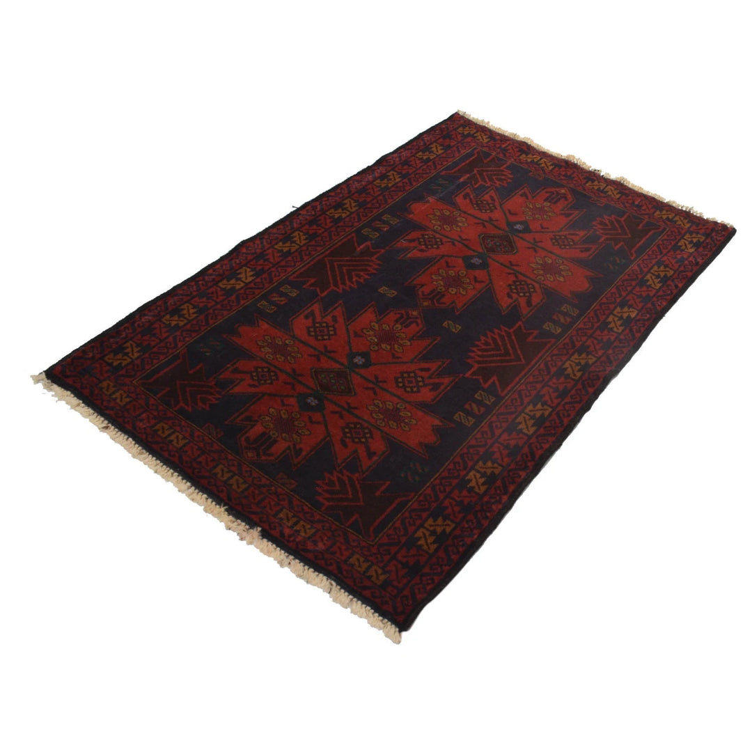 Afghan Baluchi Rug 3' 2" x 4' 10" Hand-Knotted | No. AL30312