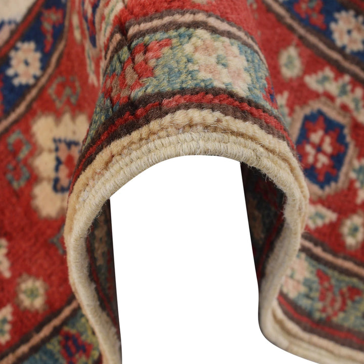 Ivory Afghan Kazak Rug 2' 7" x 3' 9" Hand-Knotted | No. AL30331