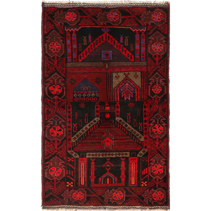 Afghan Prayer Rug 2' 11" x 4' 10" Hand-Knotted | No. AL30337