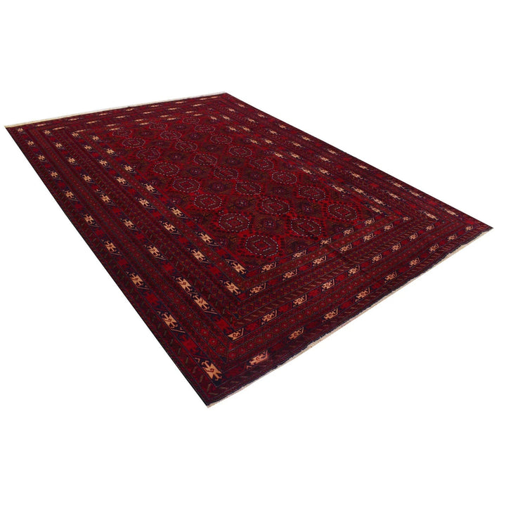 Red Afghan Baluchi Rug 6' 7" x 9' 4" Hand-Knotted | No. AL30347