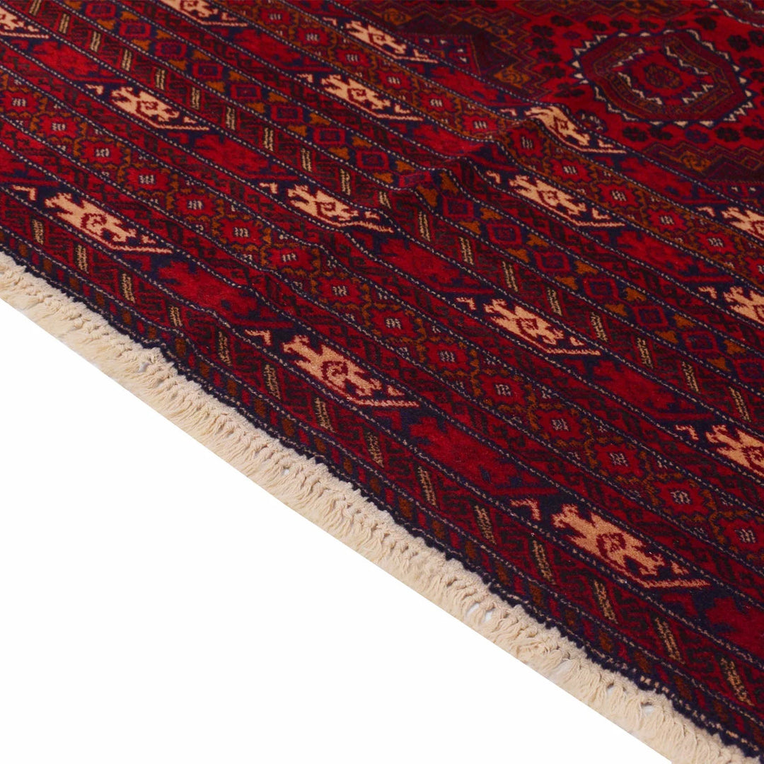Red Afghan Baluchi Rug 6' 7" x 9' 4" Hand-Knotted | No. AL30347