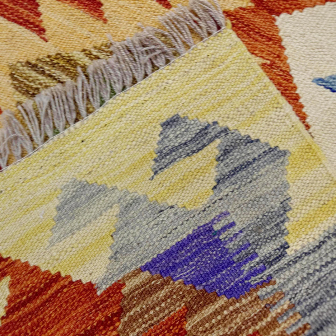 Afghan Vegetable Kilim Rug 2' 8" x 4' 2" Flat-Weave | No. AL303548