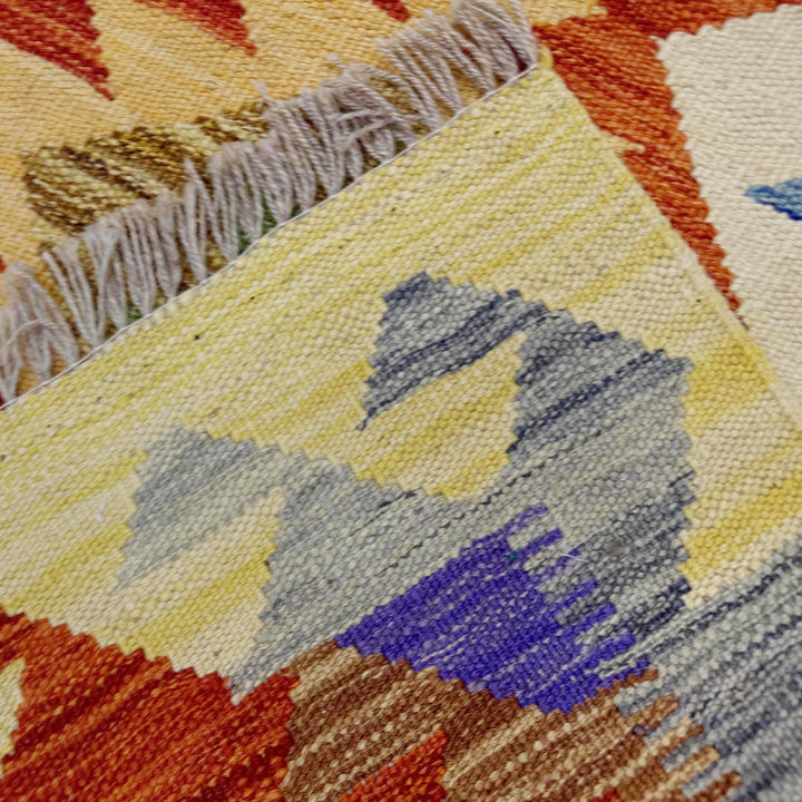 Afghan Vegetable Kilim Rug 2' 8" x 4' 2" Flat-Weave | No. AL303548