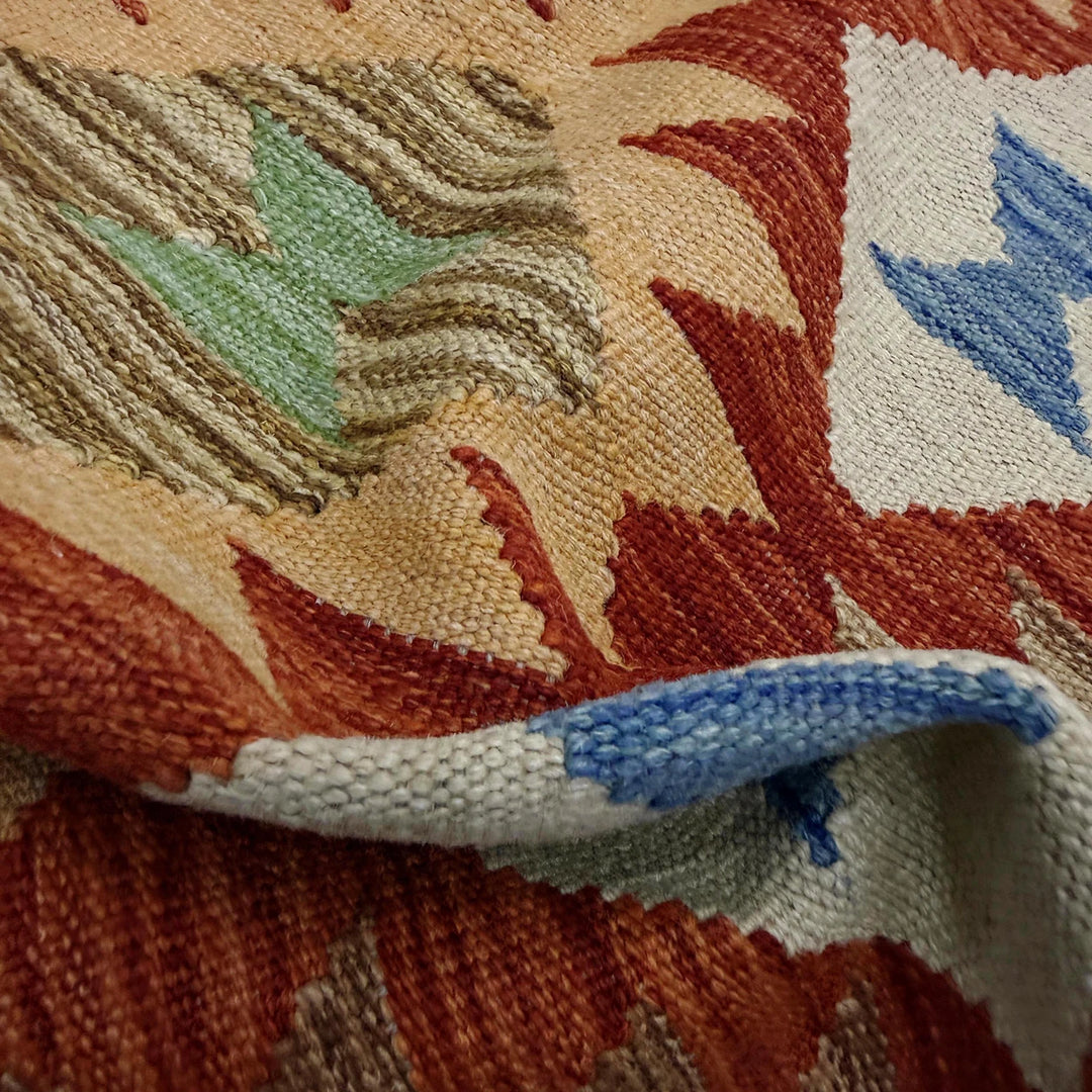 Afghan Vegetable Kilim Rug 2' 8" x 4' 2" Flat-Weave | No. AL303548
