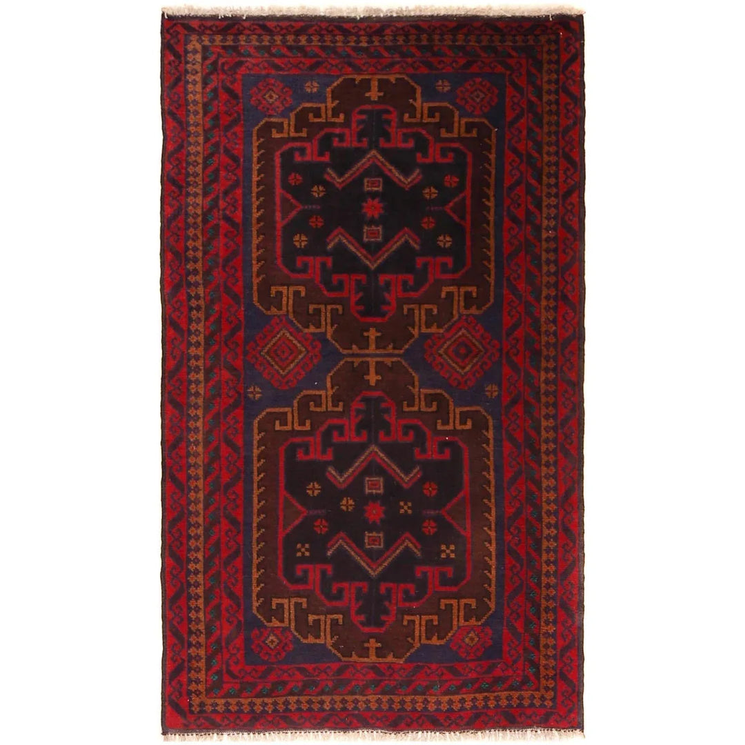 Afghan Baluchi Rug 2' 11" x 5' 0" Hand-Knotted | No. AL30376