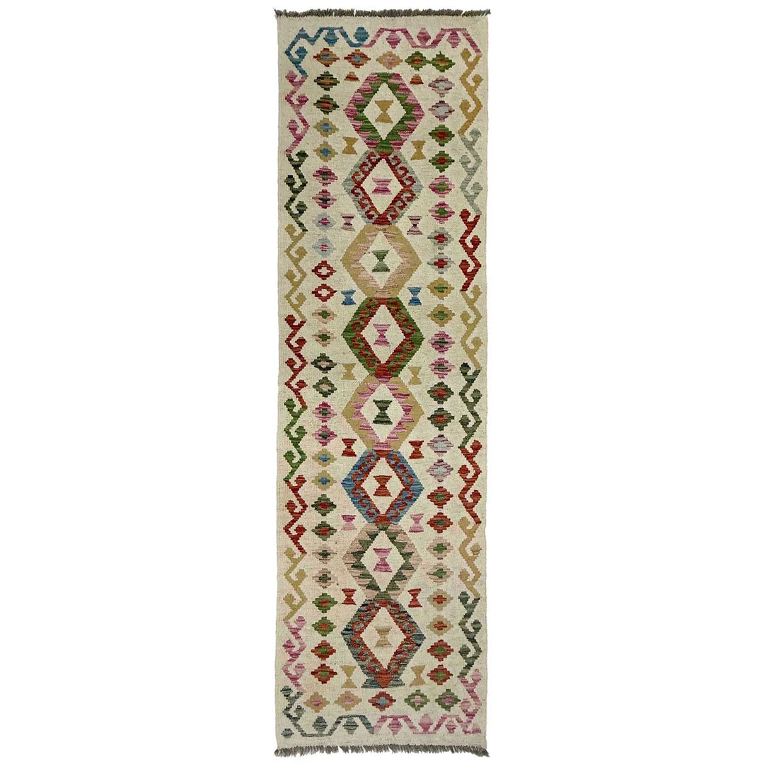 Afghan Vegetable Kilim Rug 2' 4" x 7' 10" Flat-Weave | No. AL304159