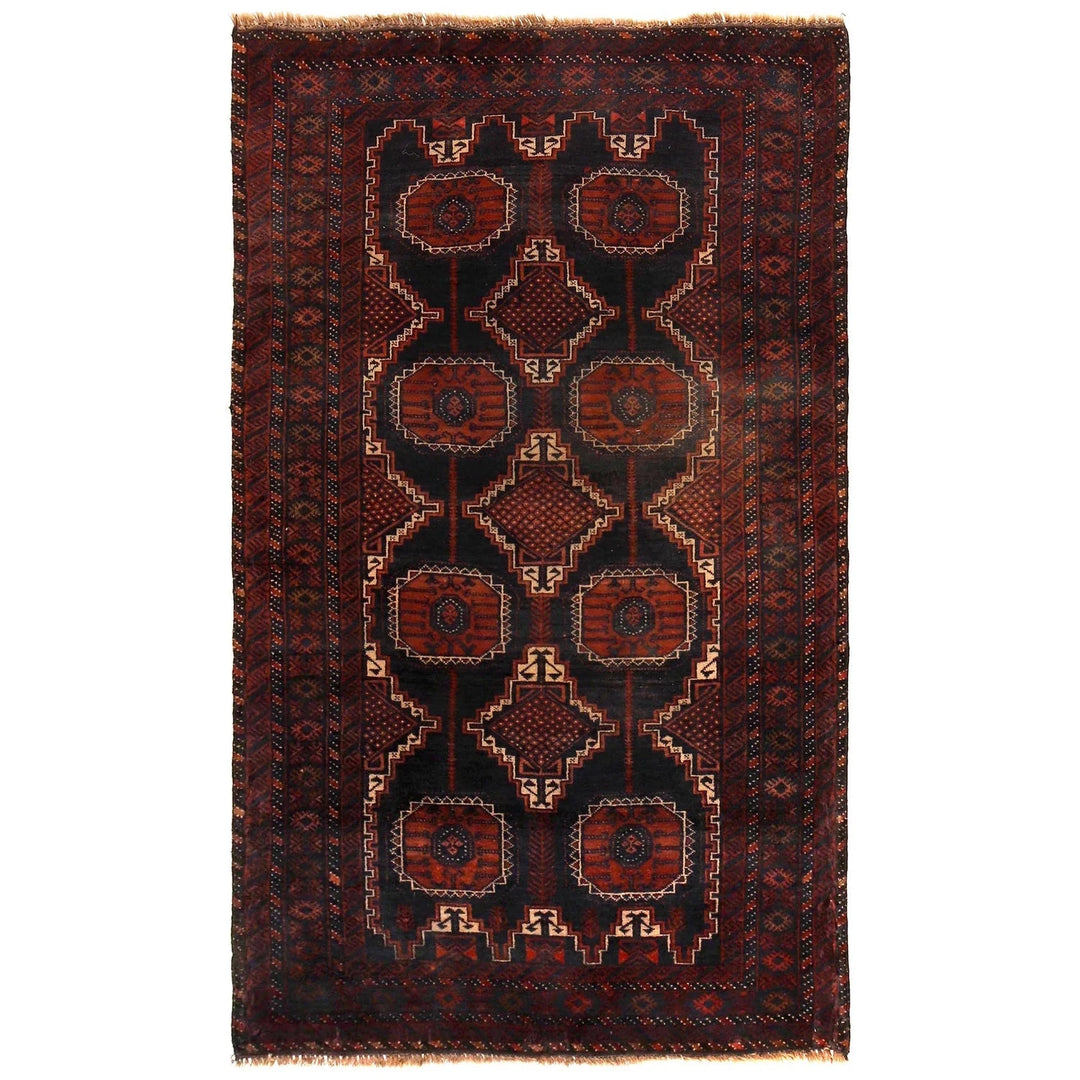 Afghan Baluchi Rug 3'7" x 6'1" Hand-Knotted | No. AL30535