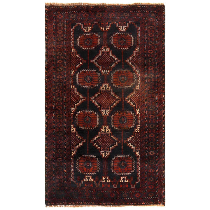 Afghan Baluchi Rug 3'7" x 6'1" Hand-Knotted | No. AL30535