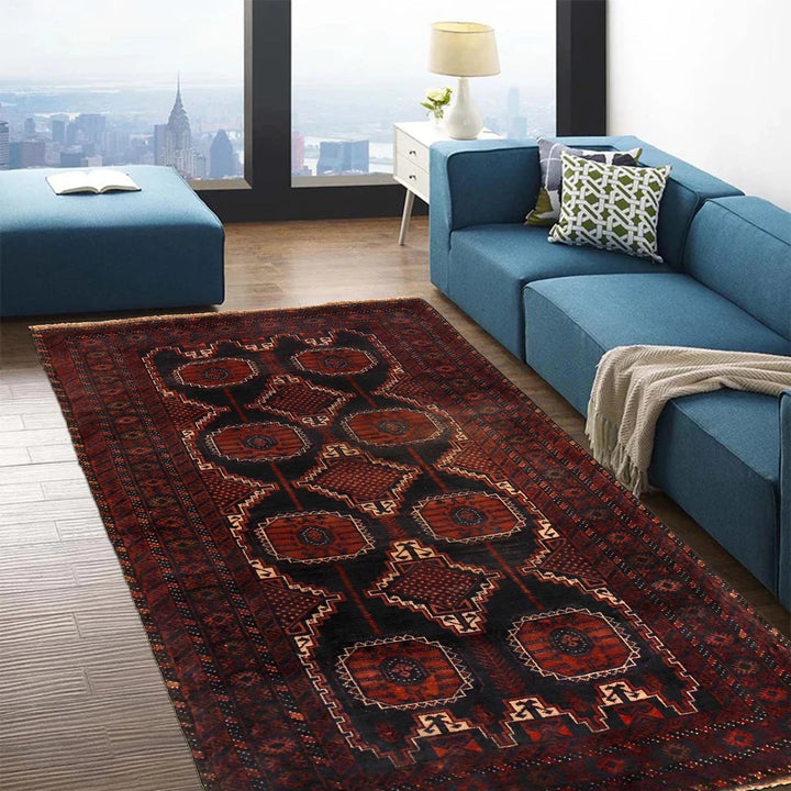Afghan Baluchi Rug 3'7" x 6'1" Hand-Knotted | No. AL30535