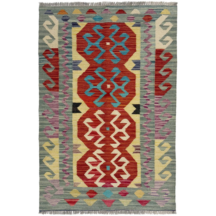 Afghan Vegetable Kilim Rug 2' 8" x 4' 2" Flat-Weave | No. AL305966