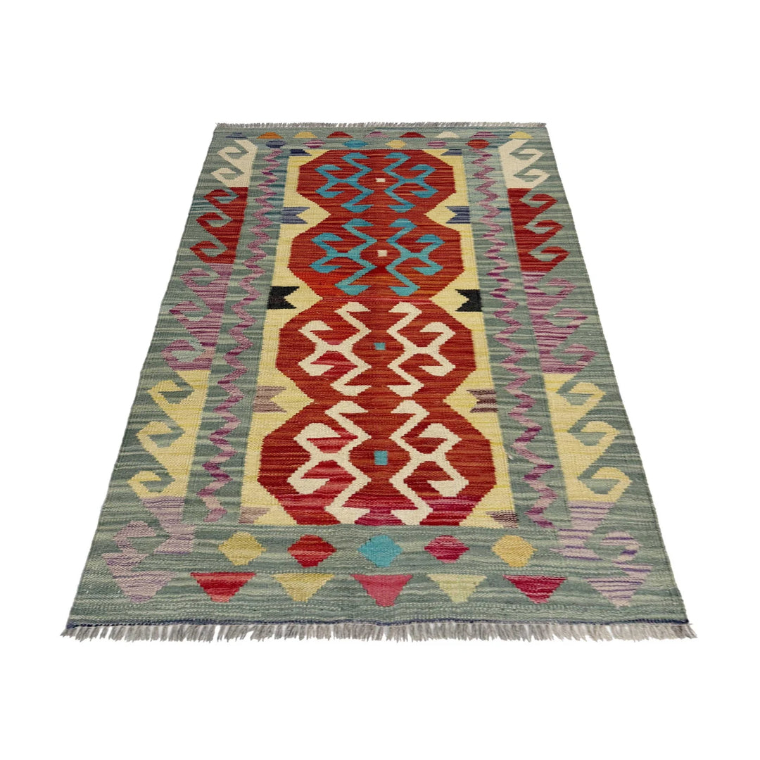 Afghan Vegetable Kilim Rug 2' 8" x 4' 2" Flat-Weave | No. AL305966